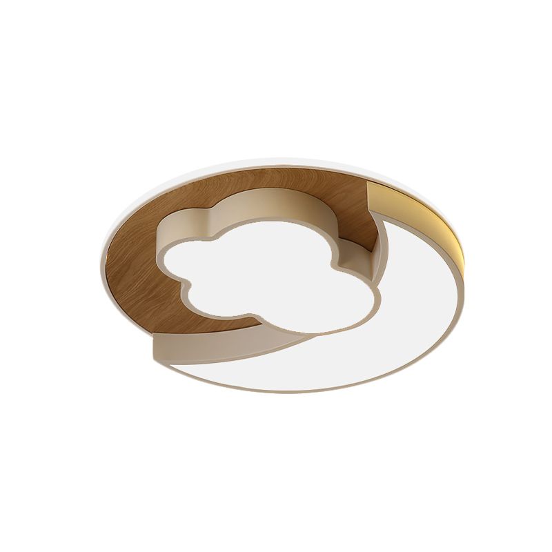 Lampada da incasso a forma di mezzaluna e nuvola di cartoni animati in ferro per cameretta dei bambini, illuminazione da incasso a LED per montaggio a incasso in blu/legno