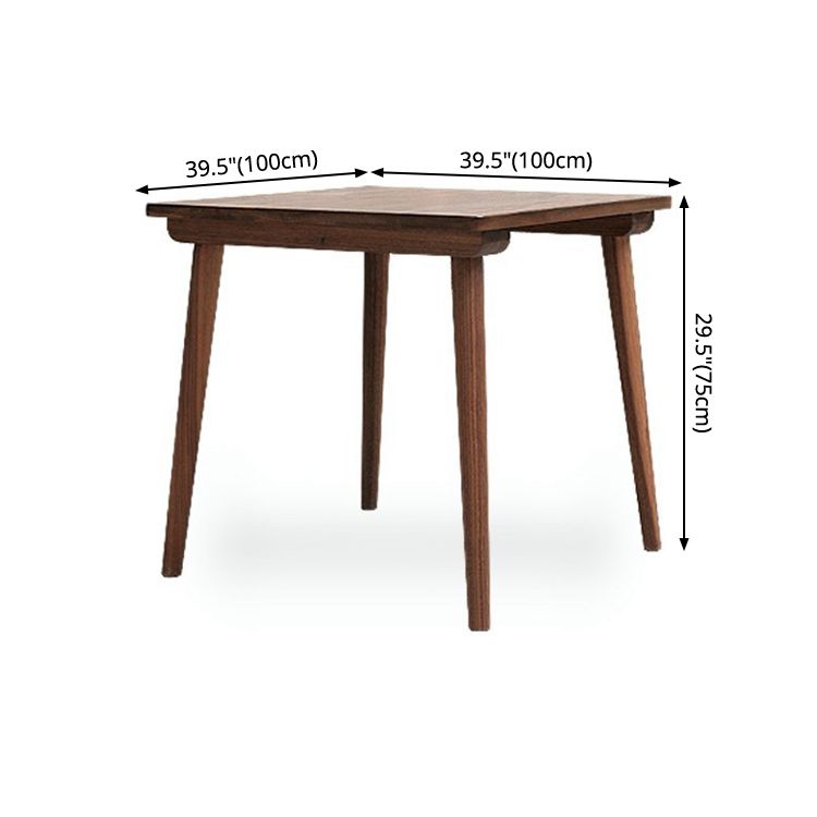 Square 4 Legs Industrial Table Wood Color Fixed Table of Solid Wood