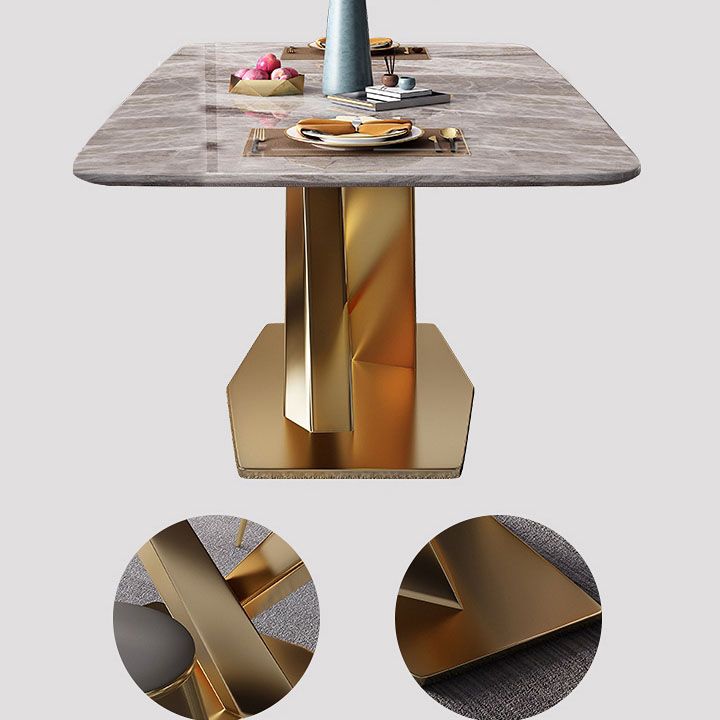 Modern Dining Table Set 1/5/7 Pcs Sintered Stone Dining Table with Armless Chairs