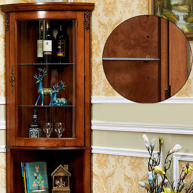 Triangle Accent Cabinet Solid Wood Storage Cabinet with  Drawer