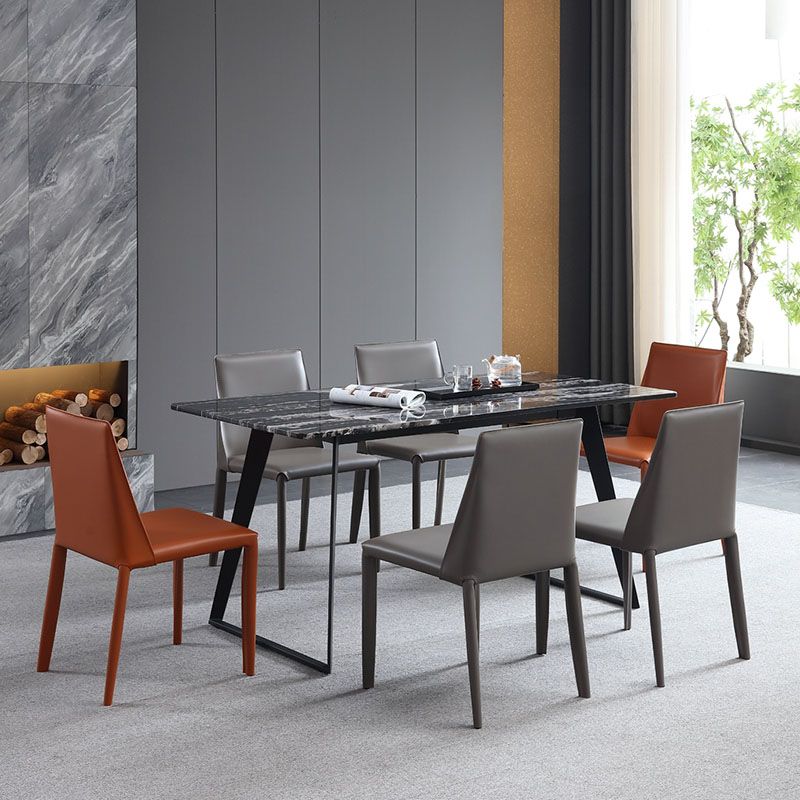 Minimalistische lederen eetstoelen stoelen stevige rugarmloze eetkamerstoelen voor keuken