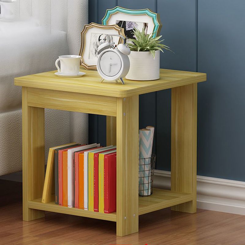 Farmhouse Licing Room Wood Side Table Four-Leg Side Table with One Shelf