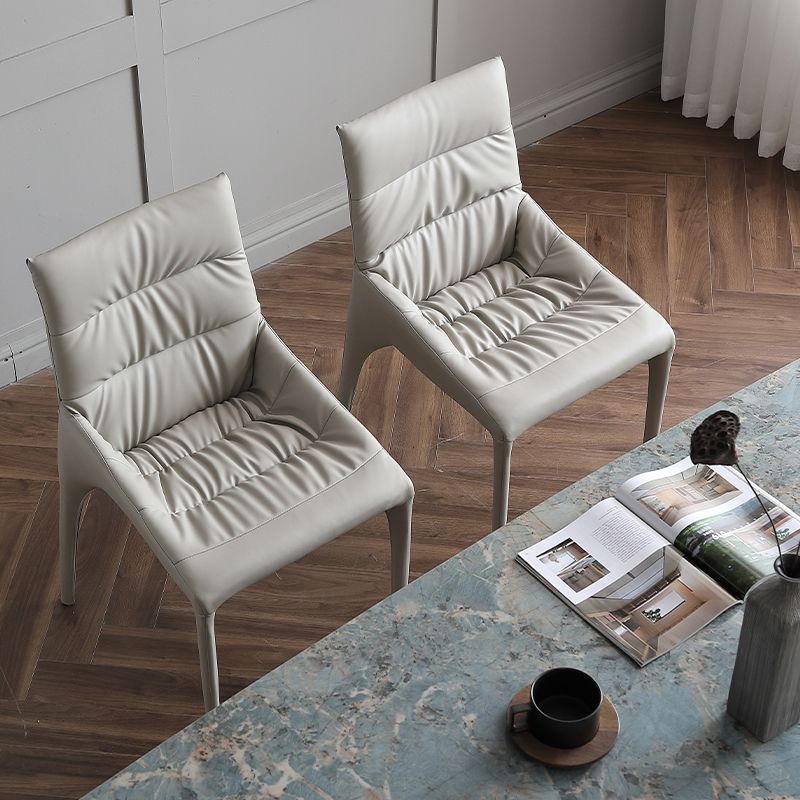 Sillas de comedor estilo moderno Sillas sin brazos para cocina con patas de metal