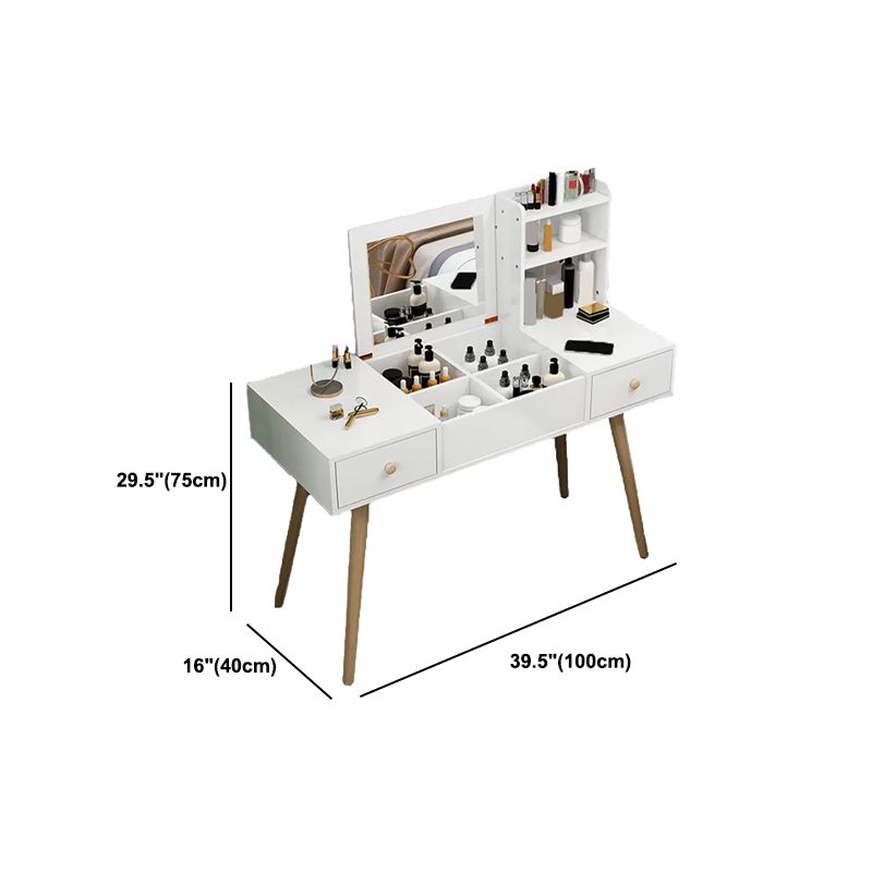 Modern Wood Flip-top Vanity Set 29.53" H Vanity Desk in White