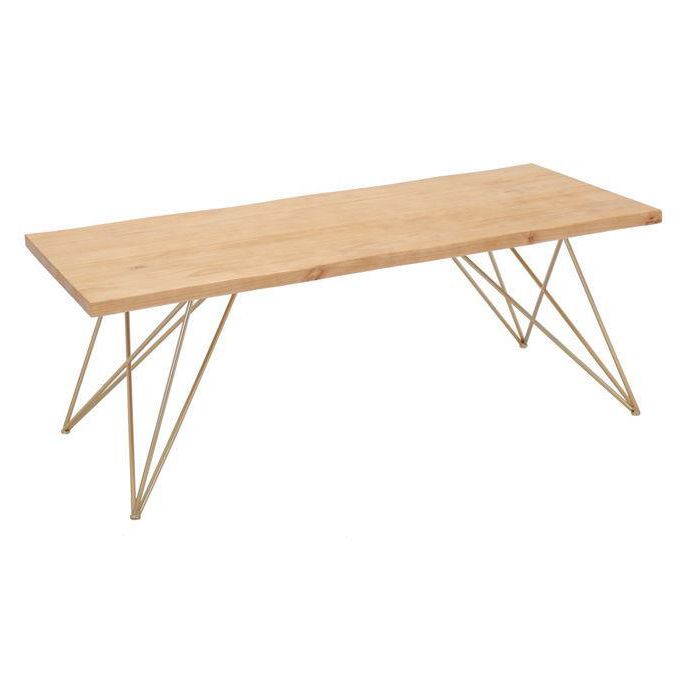 Traditional Luxury Rectangle Dining Room Table Pine Solid Wood Table with 4 Metal Legs