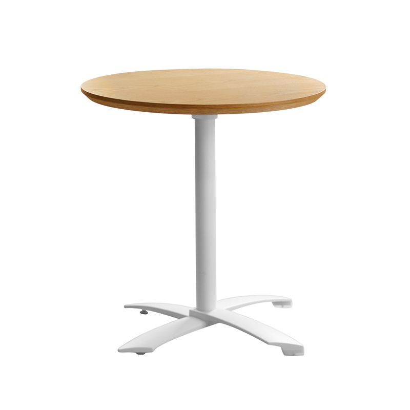 Metal Contemporary Round Dining Table Wood Top Dining Table with Pedestal Base
