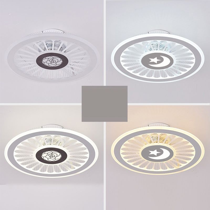 Metal Ceiling Fan Light Round Modern Ceiling Light Fixture for Bedroom