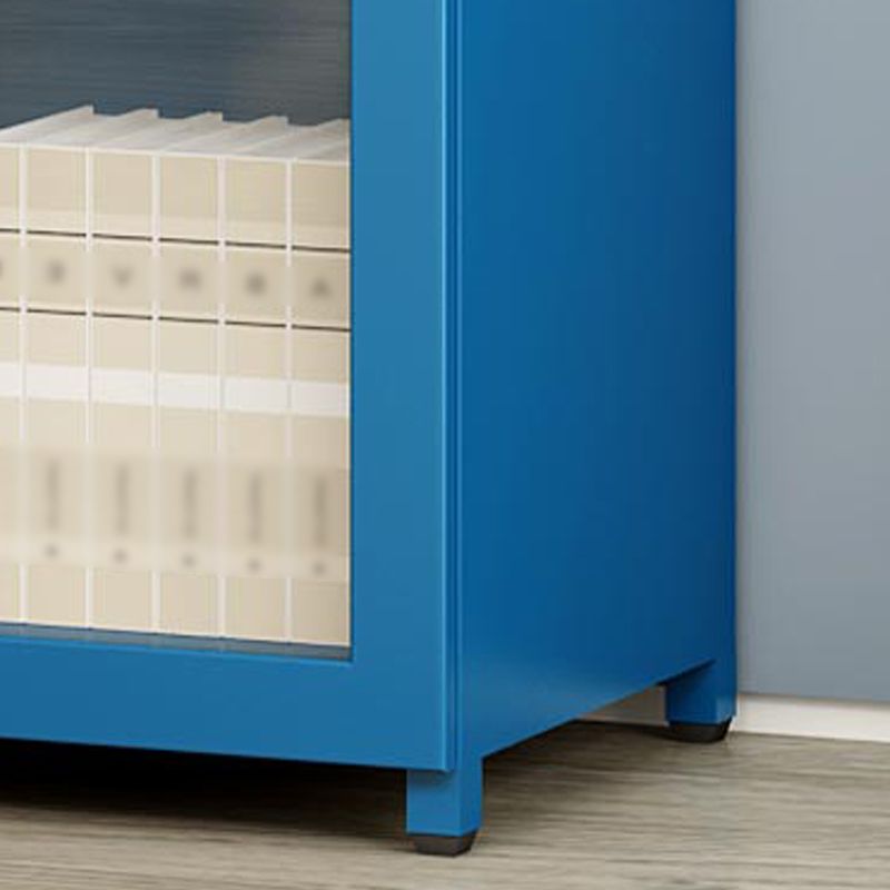 Metal Industrial Standard Bookcase Vertical Bookcase with Glass Door