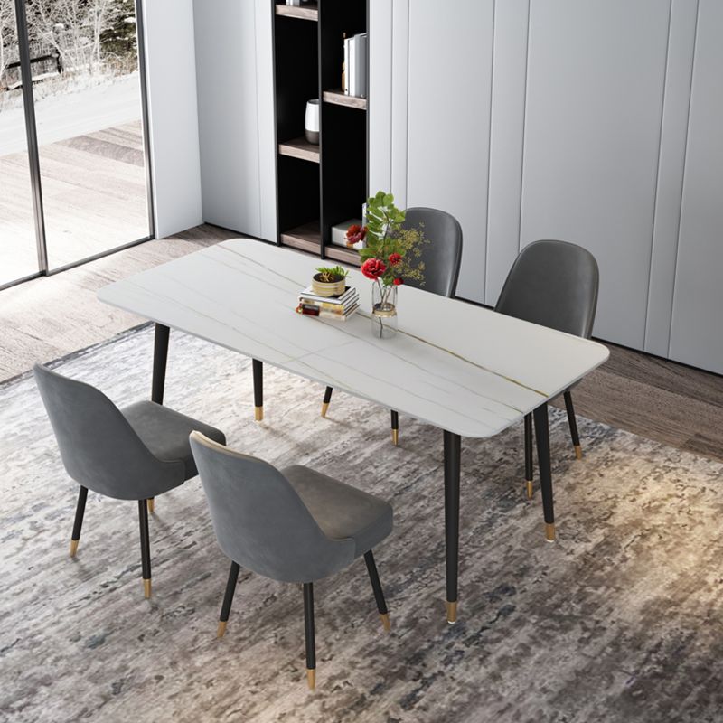 Metal and Stone Table Glam Style Minimalist Home Rectangular Dining Table