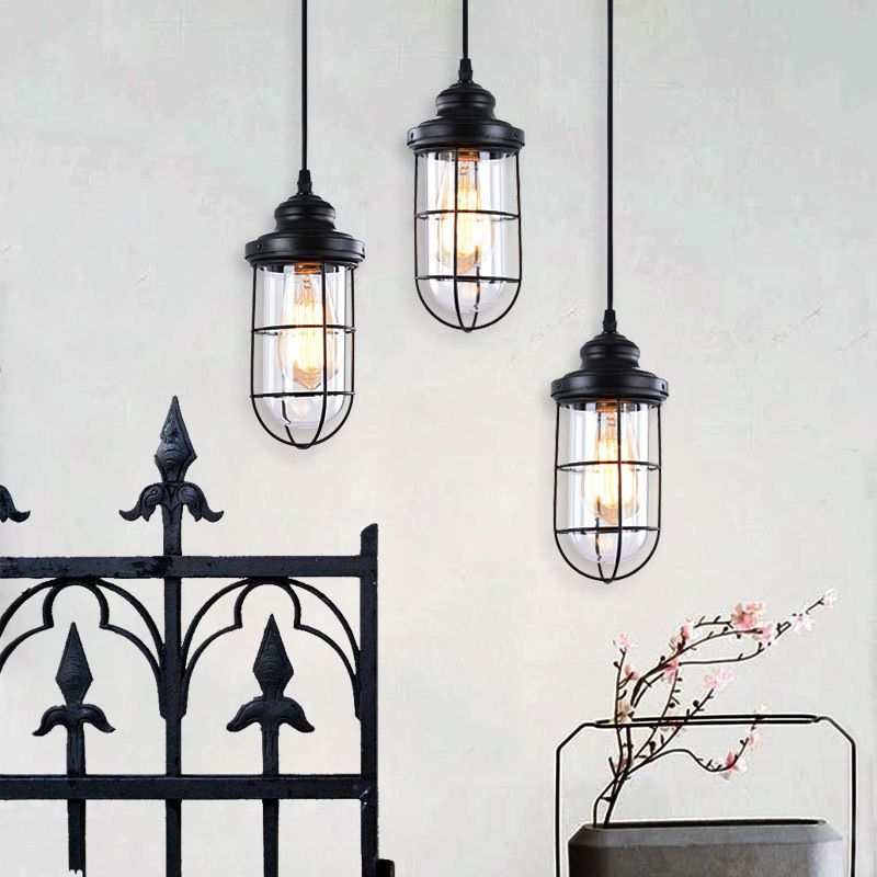 3 Cage lumineuse Loute de plafond suspendu industriel Films de pendentif métallique pour restaurant