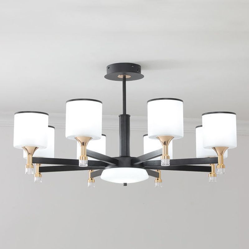 Glass Ceiling Hung Fixtures Modern Cylinder Pendant Lighting for Living Room