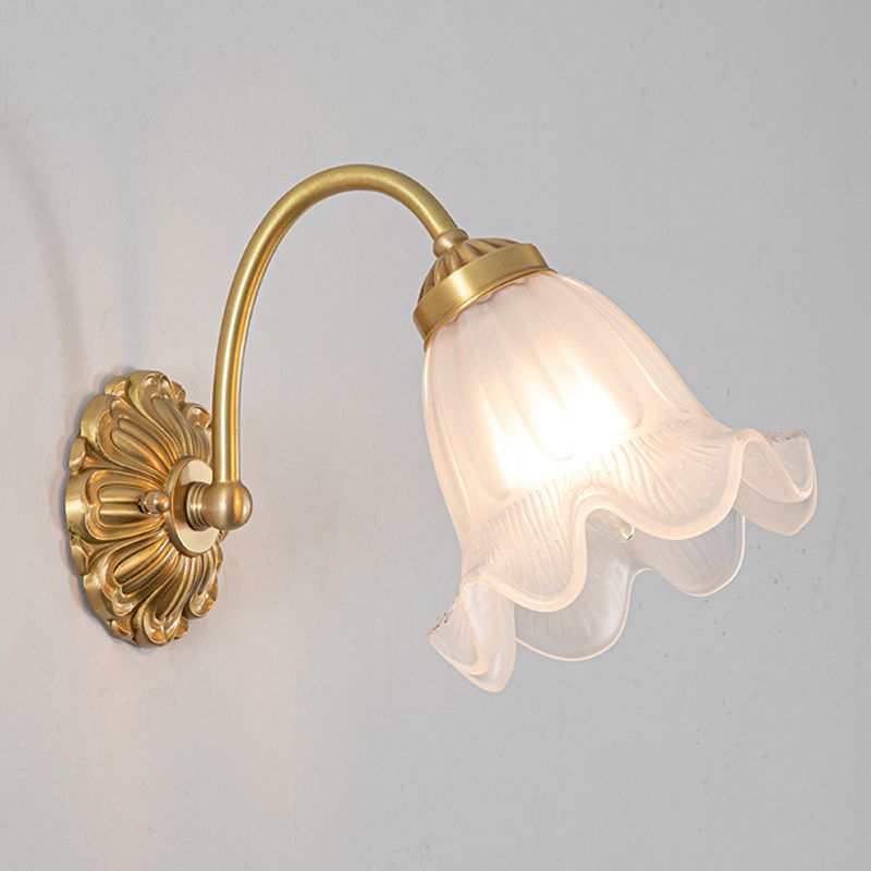 Modern Minimalist Style Gooseneck Wall Mounted Light Fixture 1 Light Wall Sconce Lights with Glass Shade