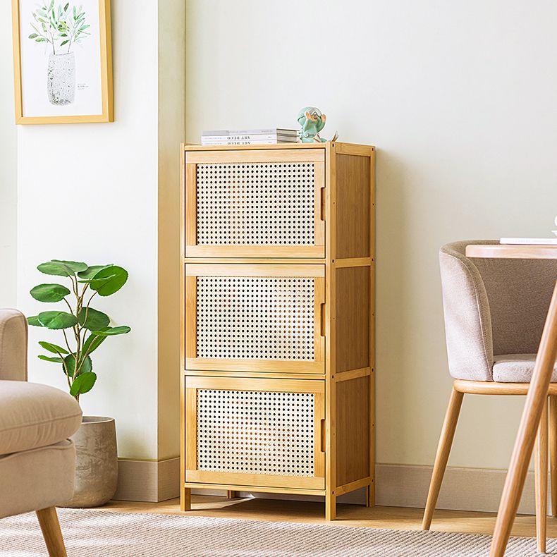 Contemporary Rectangle Storage Cabinet Natural Finish Accent Cabinet with Doors