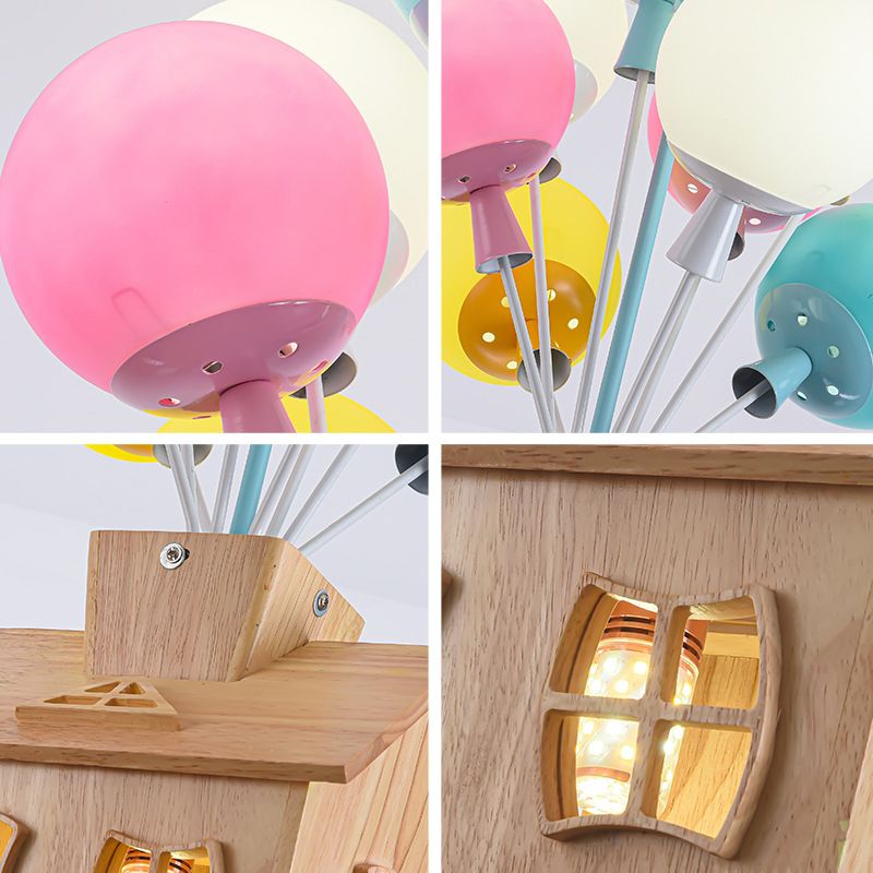 Contemporary Ceiling Lamp Colorful Glass Shade Flush Mount Light Fixture