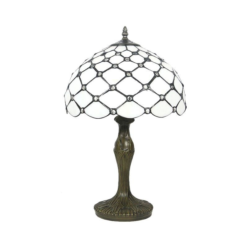 Messing 1 lichte nachtverlichting tiffany wit glas kralen taaklamp met geschulpte rand