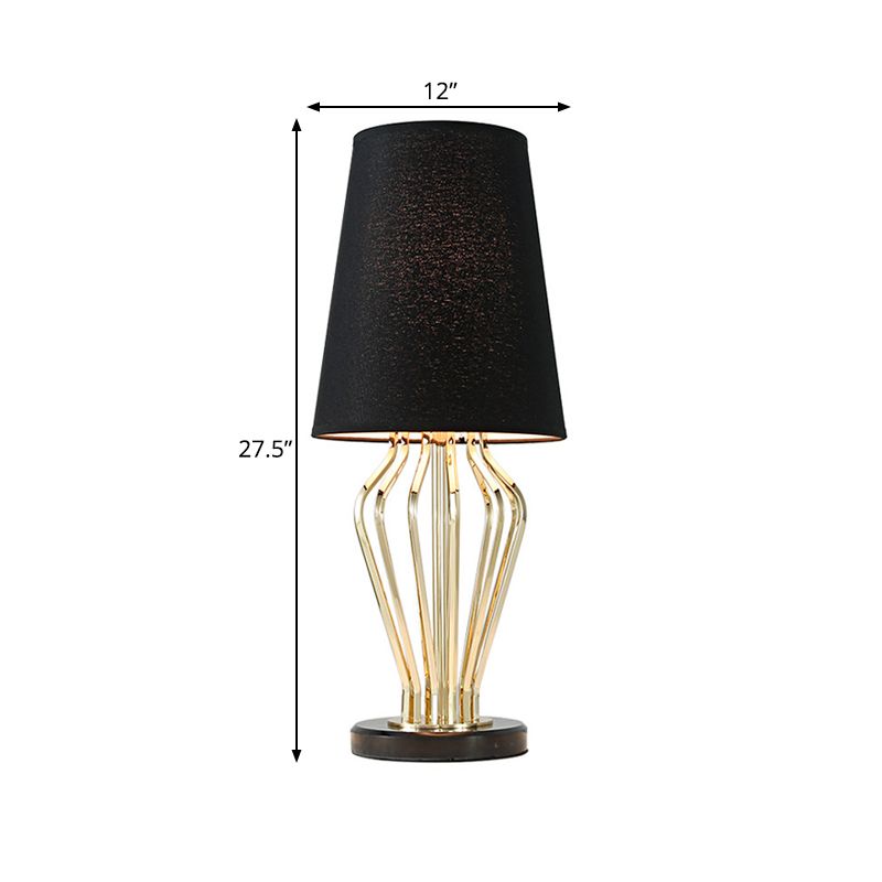 Stoff Schwarz/weißer Tisch hellfass Form 1 leichte traditionelle Leselampe für Schlafzimmer, 8,5 "/12" breit