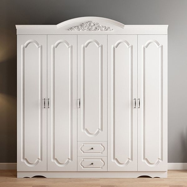 Engineered Wood Cabinet with 2 Drawers French Country White Wardrobe for Home