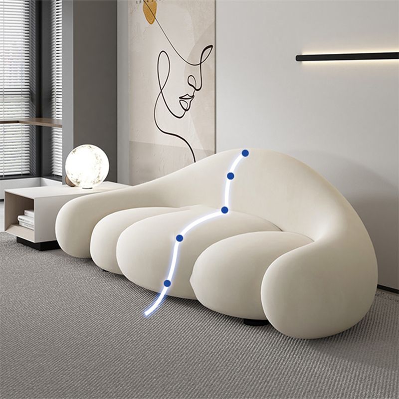 Contemporary White Seating Cushions Living Room Curved Settee