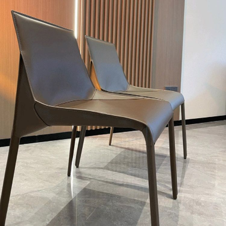 Modern Style Dining Chair Leather Solid Back Side Chair for Dining Room