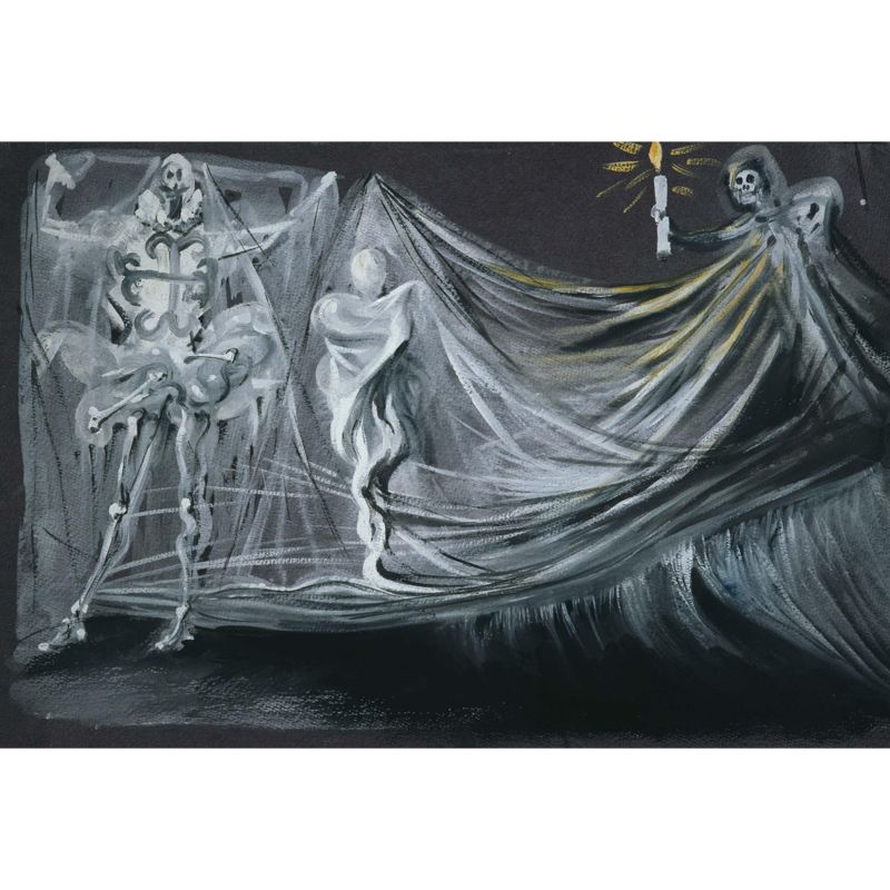 Smooth Large Grey Mural Surrealist Design for the Death Scene in Don Juan Tenorio Wall Covering, Size Optional