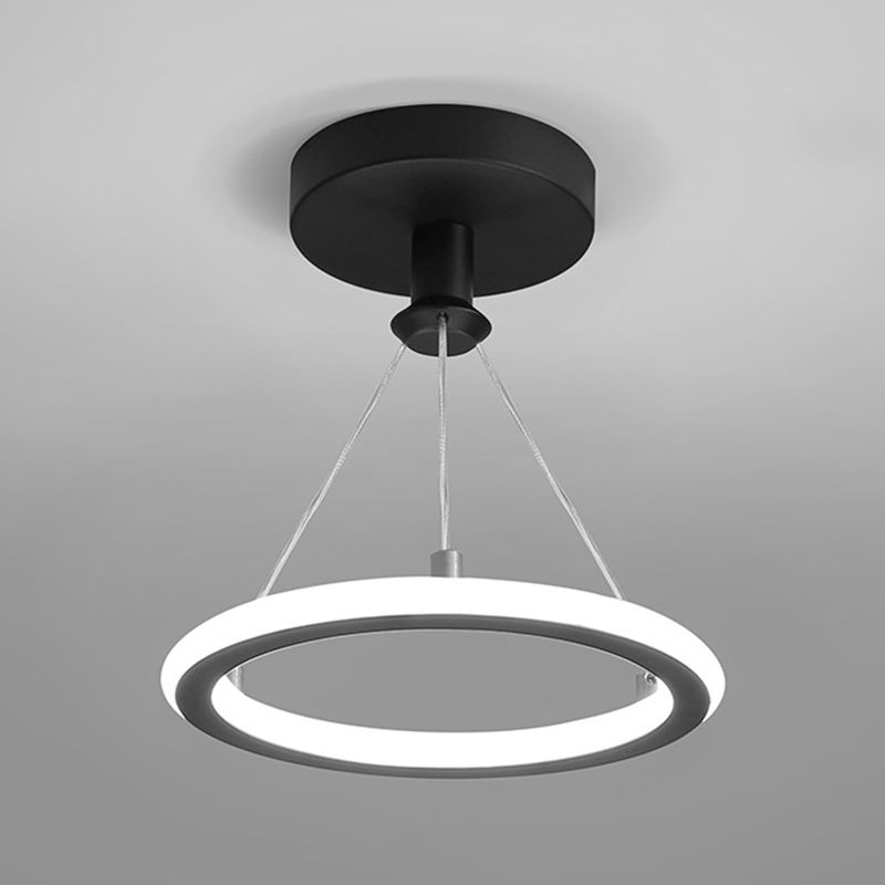 Circle Semi Flush Mount Light Metal Modern Flush Mount Ceiling Light Fixtures for Hallway