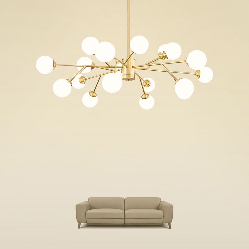 Gouden eenvoud Suspensie hanglamp metalen kroonluchter lamp voor woonkamer