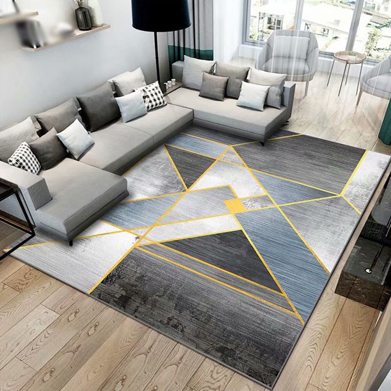 Modern Indoor Rug Minimalist Geometry Pattern Rug Polyester Stain Resistant Carpet for Living Room