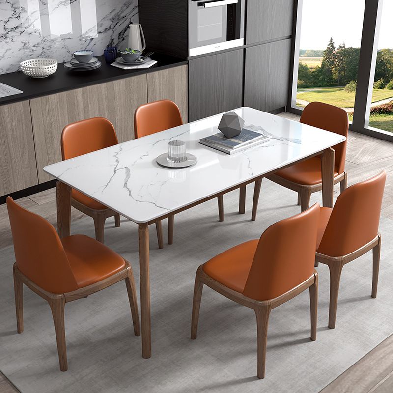 Rectangle Stone Table Modern Standard Height Dining Table with 4 Legs