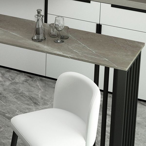 1/4 Pieces Industrial Black Bar Table Set Rectangle Bistro Set with Stone Top