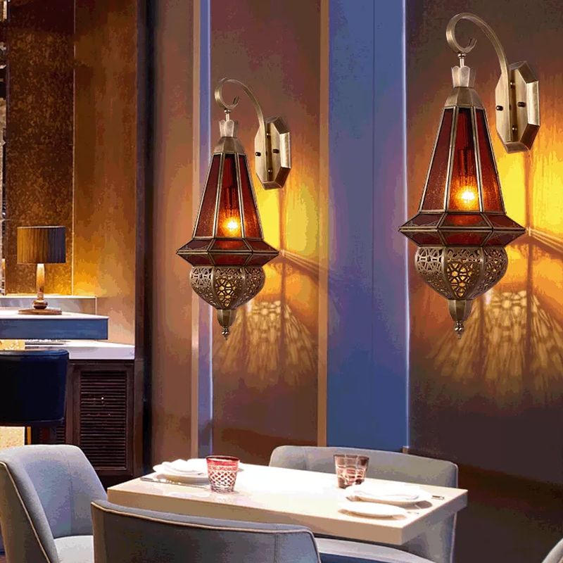 1 Bulb Metal Wall Lamp Sconce Art Deco Brass Urn Restaurant Wall Mounted Lighting