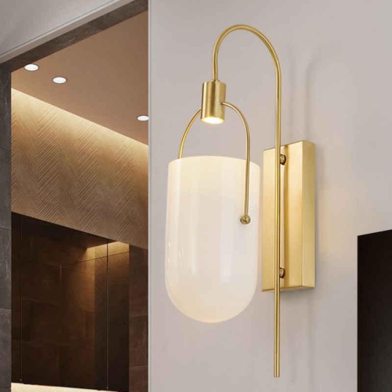 1 Glühbaumschwanenhals -Wandmontage -Lampe Moderne Gold Finish Metallic Leuchtenleuchte