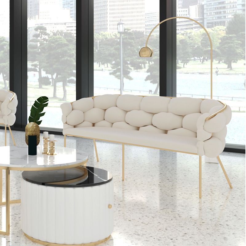 Contemporary Fabric Tuxedo Arm Settee Tight Back Standard Sofa