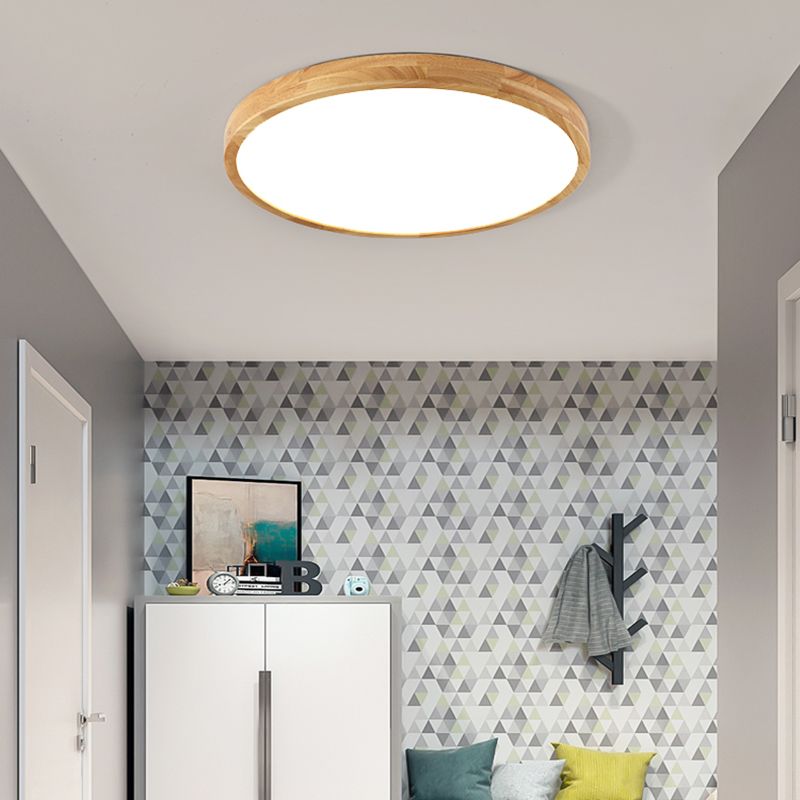 Geometrical Wooden Flush Ceiling Light Fixtures 1-Light Modern Style Flush Light Fixtures