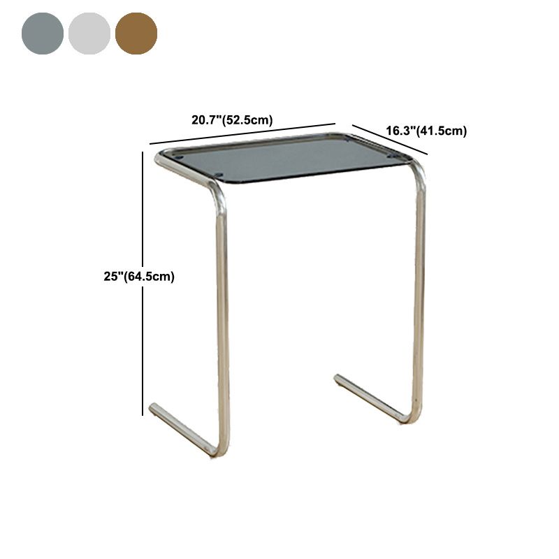 Modernistic Glass Top Corner Table Metal C Side Table for Living Room