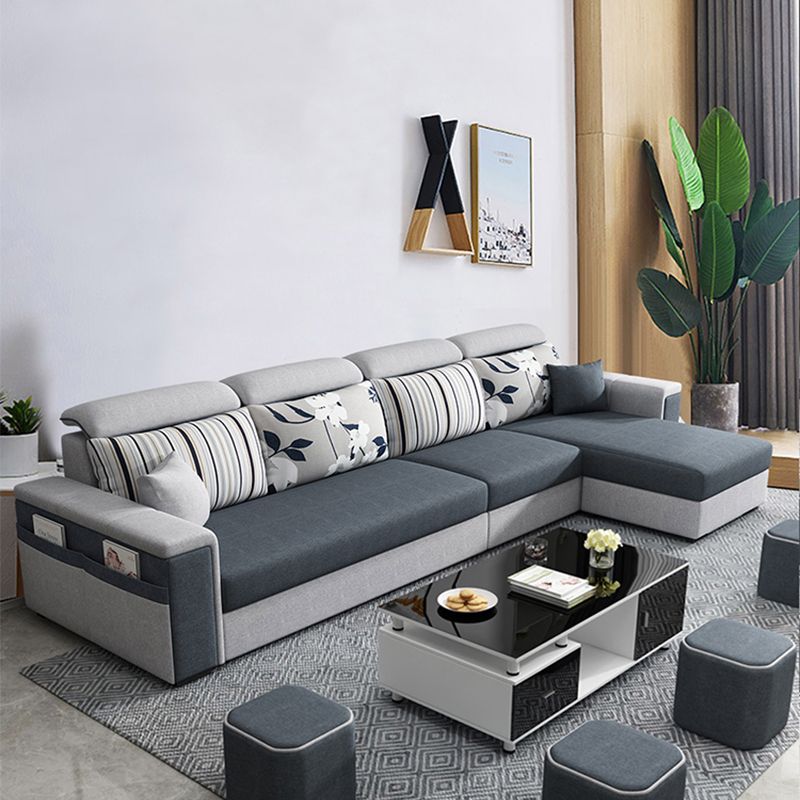 Contemporary Square Arm Sofa in Gray with Storage For Living Room
