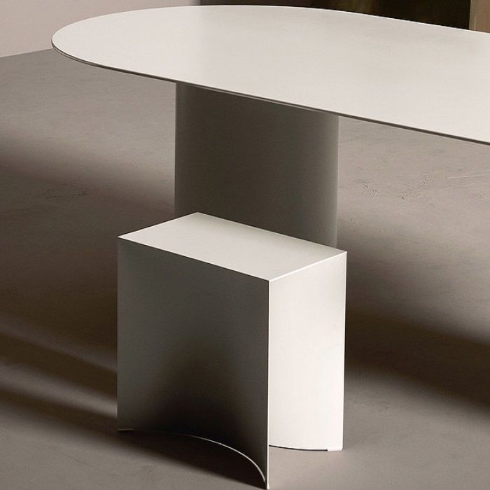 Tavolo da pranzo ovale in legno massiccio contemporaneo tavolo da pranzo cucina con doppia base di piedistallo