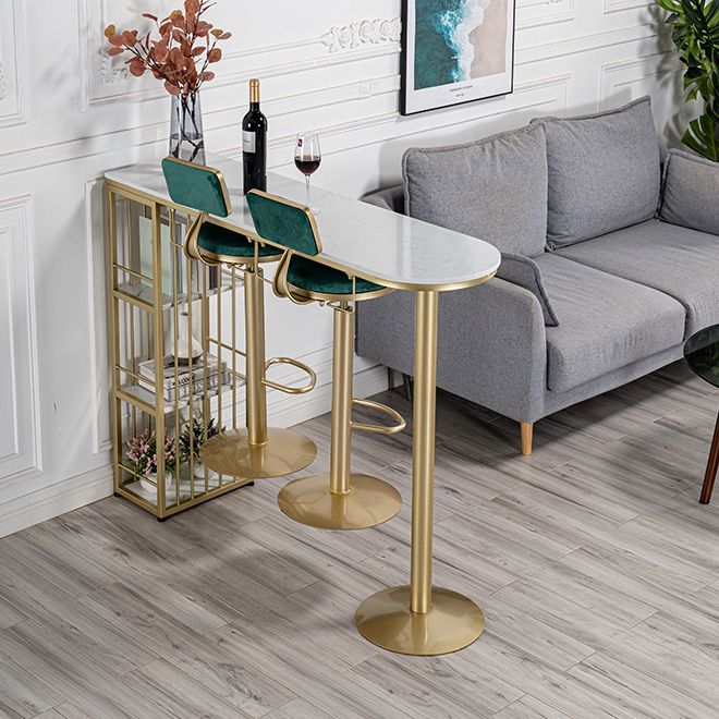 Glam Free Form Bar Table White Marble Table with Storage for Living Room
