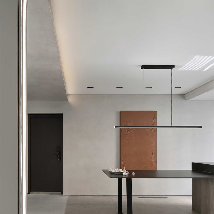 Luci a sospensione contemporanea per l'isola di cucina Linear Lighting Island Lampade in nero