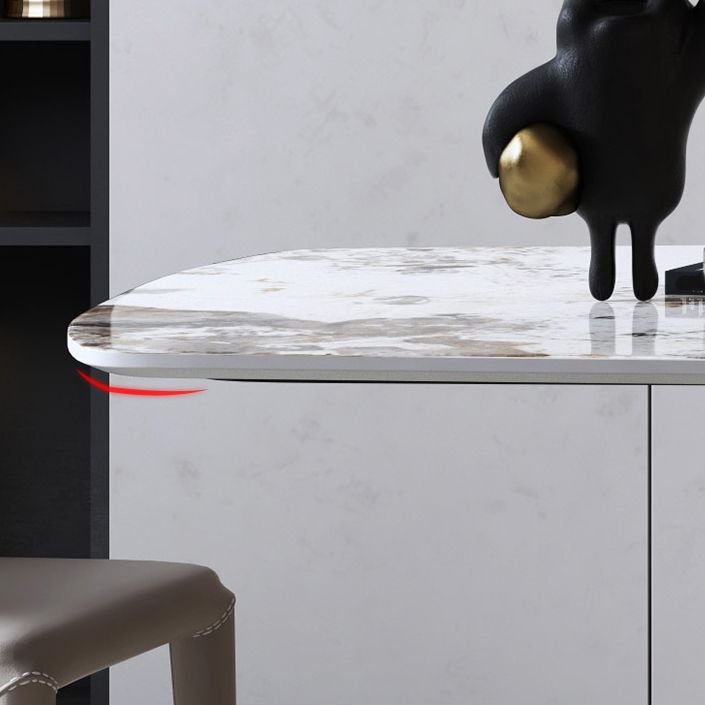Modern Style Rectangle Dining Table Sintered Stone Pedestal Dining Table for Home Use