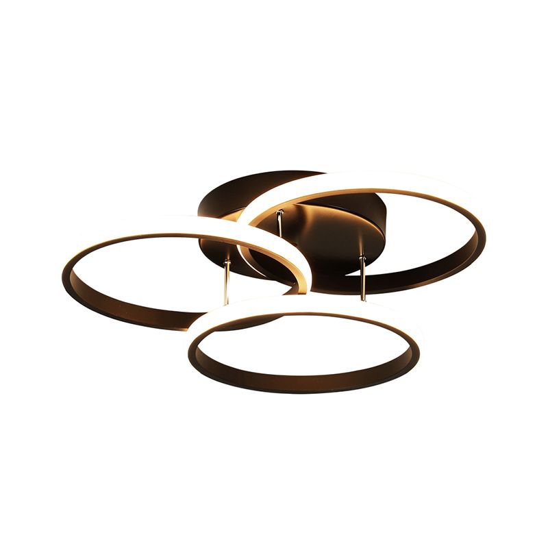 Metal Round Shade Flush Ceiling Light Modern 3-Lights Flush Mount Fixture