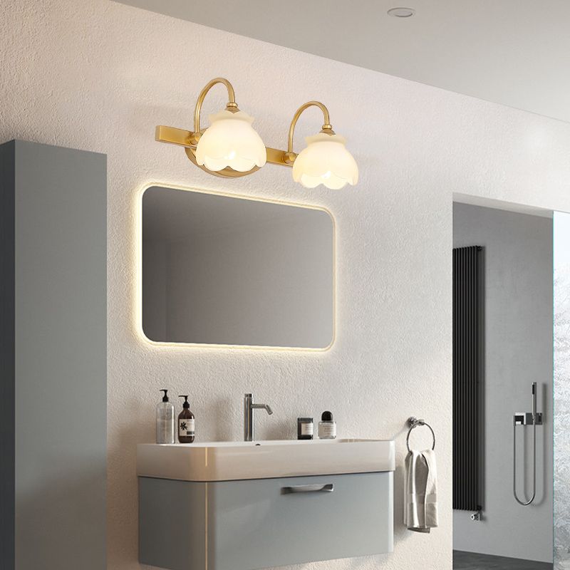 Bloesem badkamer ijdelheid spiegel licht traditionele metalen led 2/3/4 koppen messing muur gemonteerde lamp