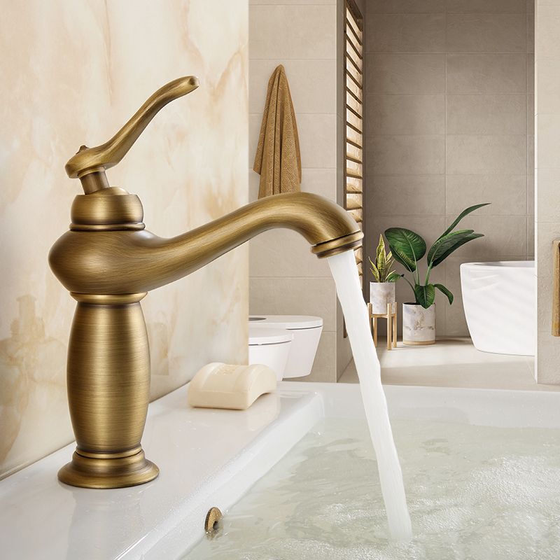 Brass Bathroom Vessel Faucet Single Lever Handle Circular Sink Faucet with Water Hose