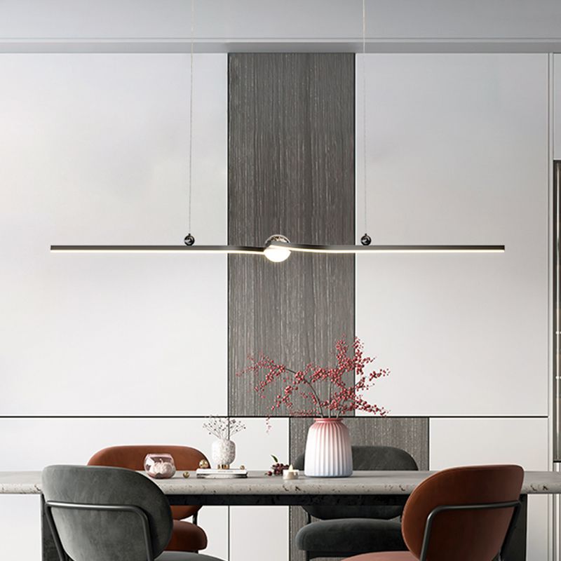 Modern Aluminum Chandelier Lamp Linear LED Island Pendant for Dining Room