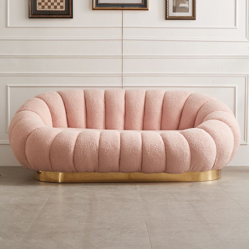 2 Seater 27.5"H Microfiber / Lamb Fleece Sloped Arm Sofa for Living Room