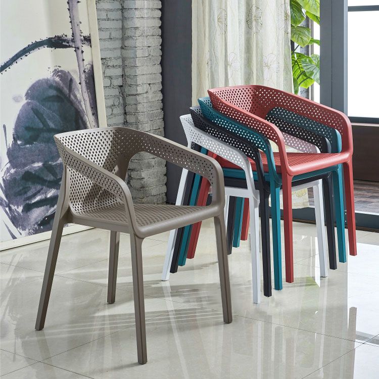 Ensemble de chaises de cuisine à manger avec bras arrière solide, chaises en plastique de style contemporain