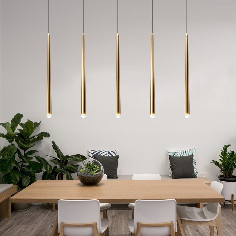 Modern Style Line Shade Hanging Light Metal Multi Light Pendant Lamp for Bedroom