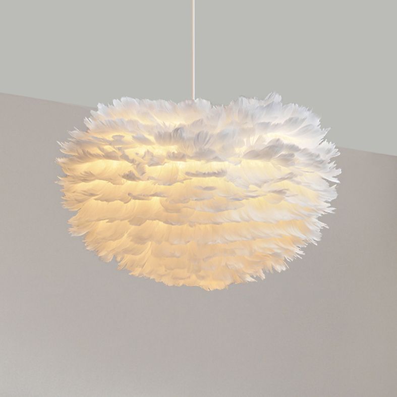 Lampada lampadinale Globe moderni lampadario a lampadario bianco multipla con tonalità di piuma