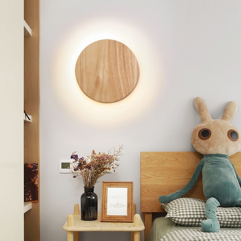 Modern Wall Sconce, illuminazione montata in legno giapponese a 1 luce per camera da letto