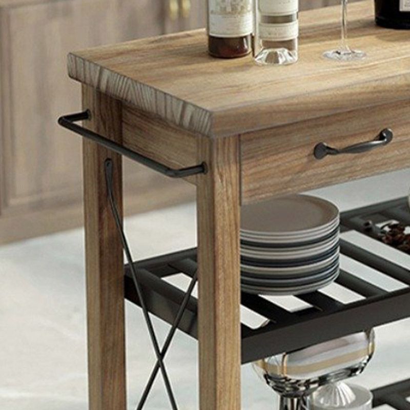 Modern Open Storage Kitchen Trolley Rolling Prep Table with Drawer