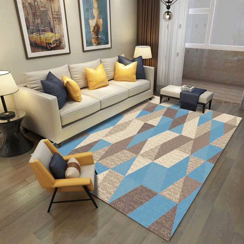 Soft Color Patchwork Area Rug Polypropylene Contemporary Carpet Stain Resistant Rug for Home
